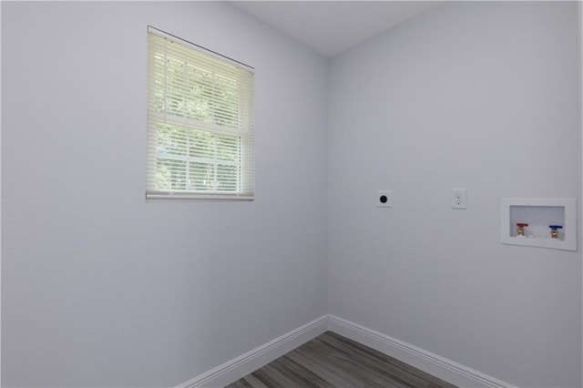 5023 Santos Dr W, Mobile, AL 36619 - washroom with hookup for an electric dryer, hookup for a washing machine, and dark wood-type flooring