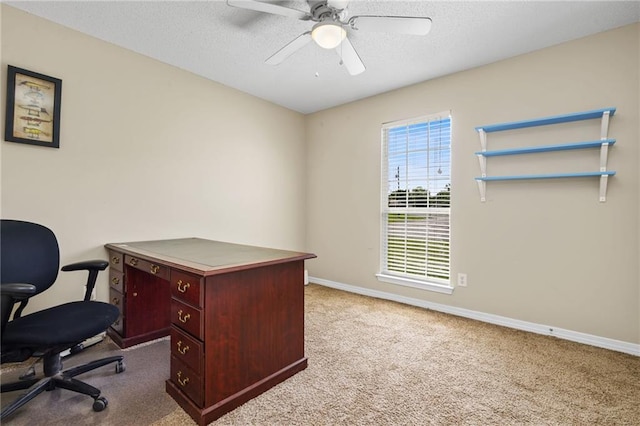 13578 James Copeland Dr, Mobile, AL 36695 - carpeted office space with ceiling fan, baseboards, and a textured ceiling