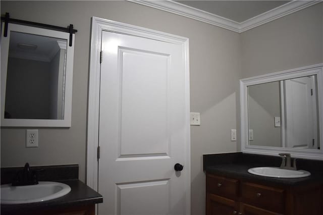 4973 Mccrary Rd, Semmes, AL 36575 - bathroom with ornamental molding and vanity