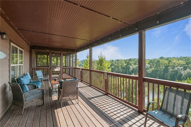 deck featuring an outdoor living space