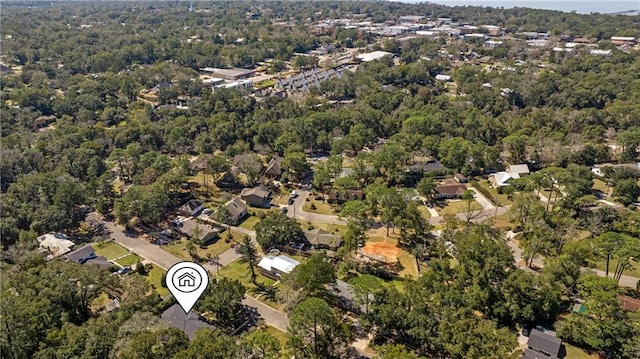 aerial view with a forest view