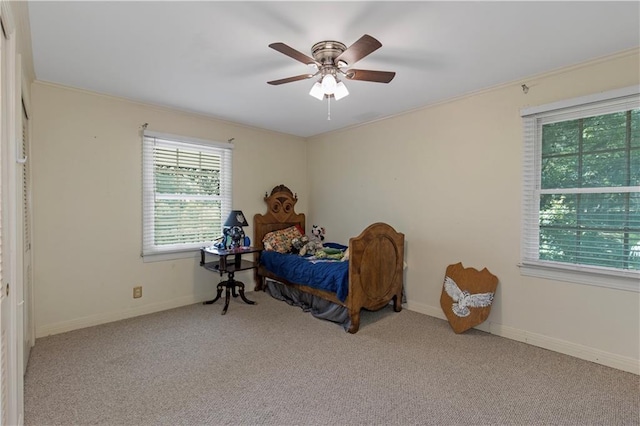 608 Montclaire Way, Mobile, AL 36609 - bedroom featuring carpet flooring, baseboards, and ceiling fan