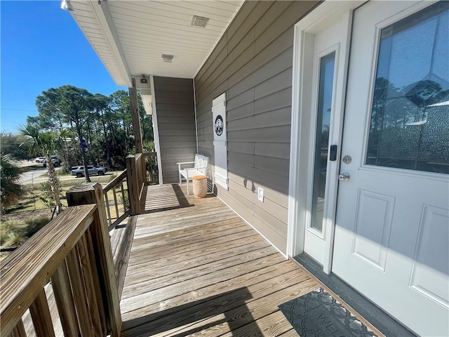 deck featuring covered porch