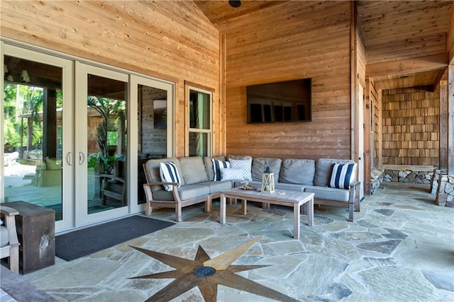 view of patio / terrace with french doors and an outdoor hangout area