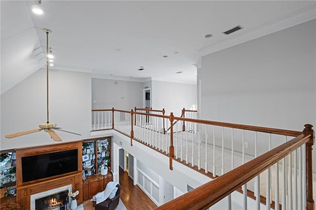6905 Providence Estates Dr N, Mobile, AL 36695 - corridor with wood finished floors, recessed lighting, and crown molding