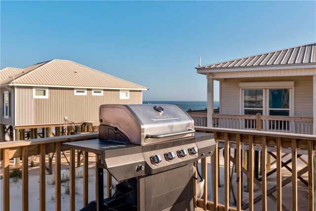 deck with a water view