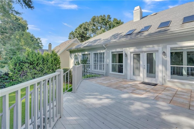 wooden deck with french doors