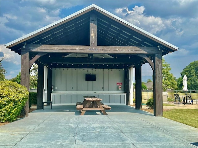 view of patio / terrace featuring a gazebo