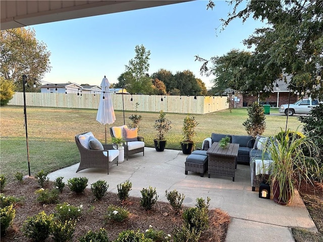 view of patio / terrace featuring an outdoor hangout area