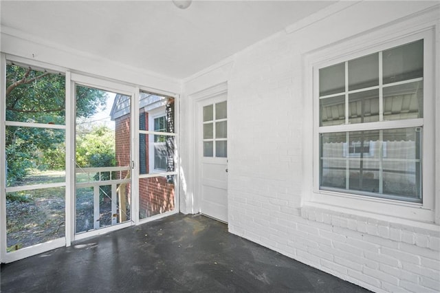 view of unfurnished sunroom