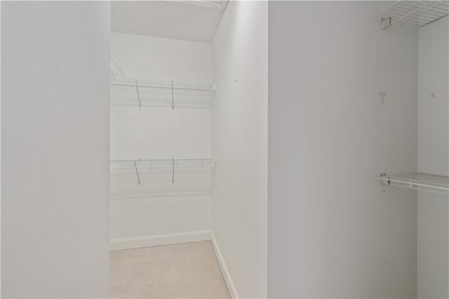 spacious closet with light colored carpet