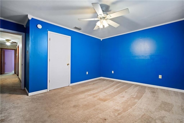 9731 Hamilton Creek Dr S, Mobile, AL 36695 - unfurnished bedroom featuring carpet, crown molding, baseboards, and ceiling fan