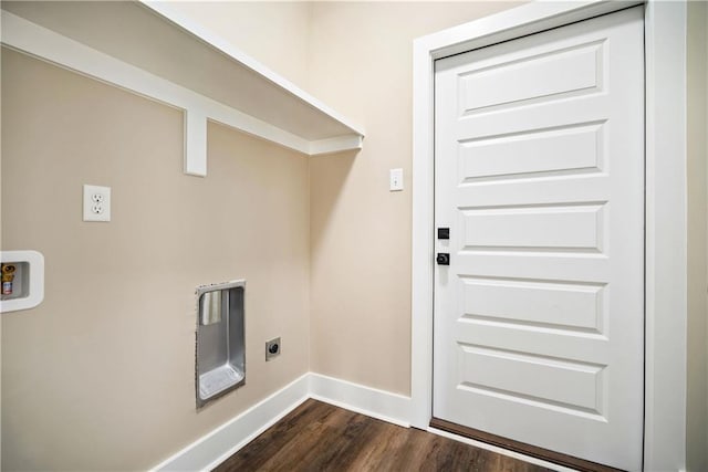 laundry room featuring dark hardwood / wood-style flooring, hookup for a washing machine, and electric dryer hookup