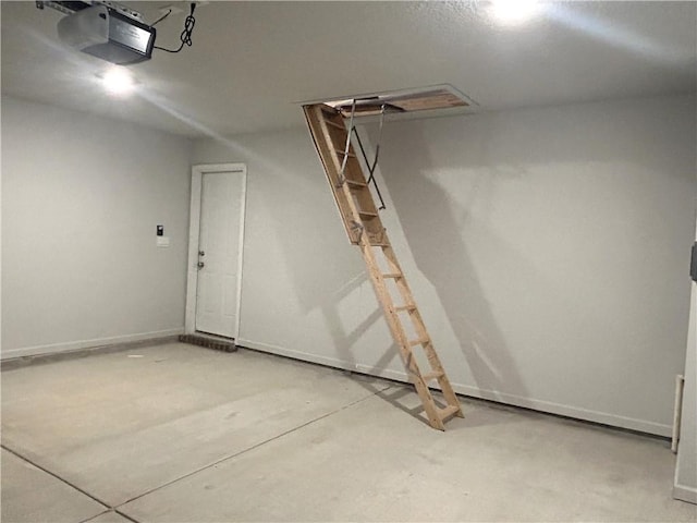 garage with a garage door opener