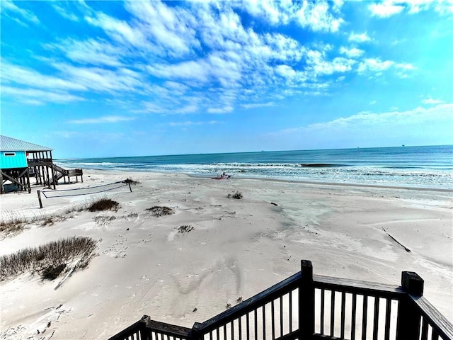 property view of water featuring a view of the beach