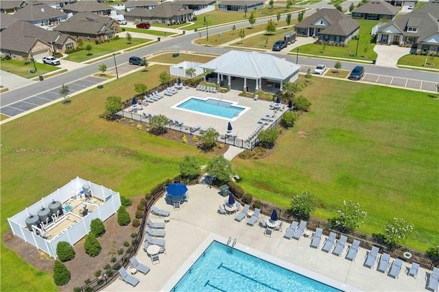 aerial view with a residential view