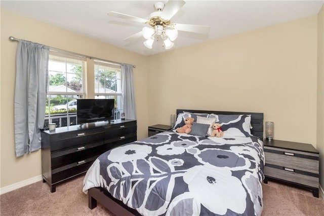 8522 Brandy Oak Ct, Mobile, AL 36695 - bedroom featuring light carpet, baseboards, and a ceiling fan