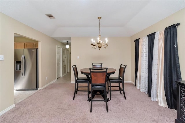 8522 Brandy Oak Ct, Mobile, AL 36695 - dining space featuring light carpet, a chandelier, and baseboards