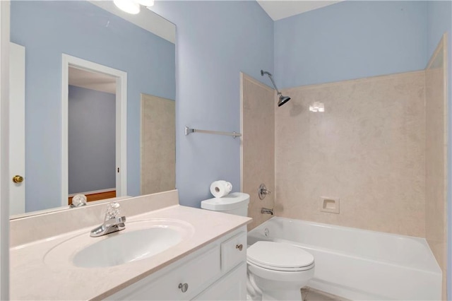 full bathroom with vanity, toilet, and shower / bath combination