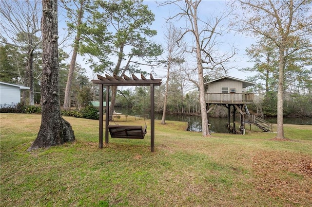 view of yard with a deck