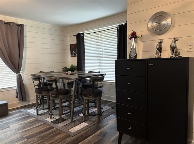 2911 Thornhill Dr, Mobile, AL 36606 - dining area featuring dark wood finished floors and wooden walls
