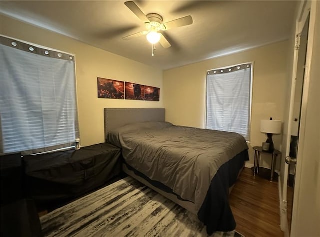 2911 Thornhill Dr, Mobile, AL 36606 - bedroom with wood finished floors and a ceiling fan