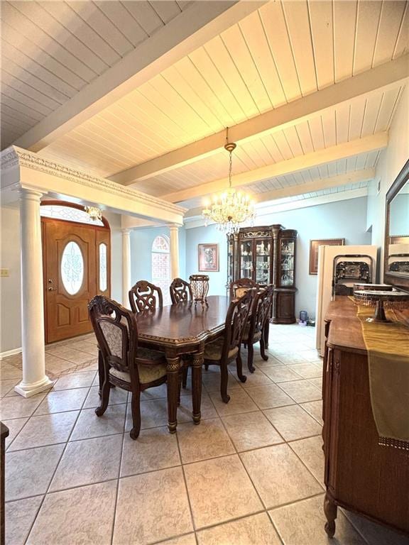14522 St Stephens Ave, Chatom, AL 36518 - dining space featuring beamed ceiling and decorative columns