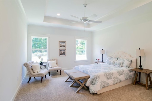 305 Hannah Chase Way, Satsuma, AL 36572 - carpeted bedroom with multiple windows, a raised ceiling, baseboards, and ceiling fan