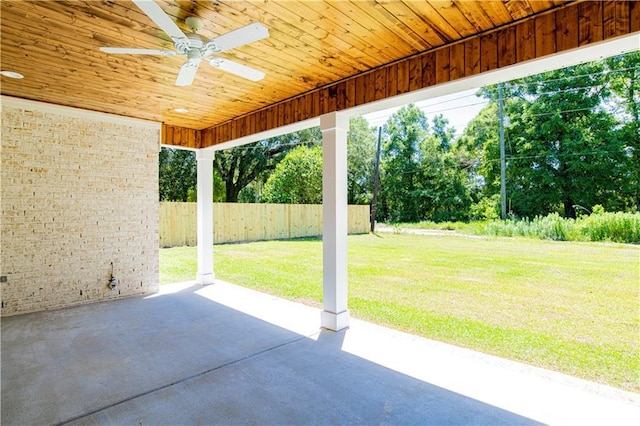 305 Hannah Chase Way, Satsuma, AL 36572 - view of patio with a ceiling fan and view of wooded area