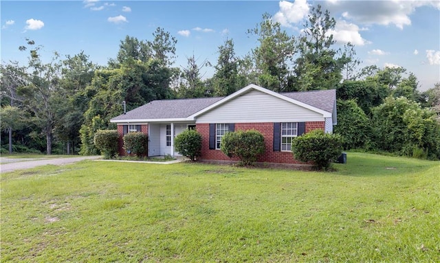 13163 Buckthorn Ct, Mobile, AL 36608 - ranch-style house with a front lawn, brick siding, and roof with shingles