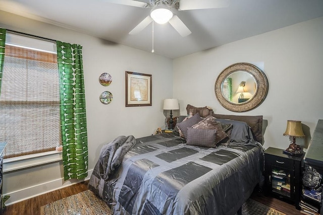 7420 Pake Rd, Saraland, AL 36571 - bedroom with ceiling fan and wood finished floors