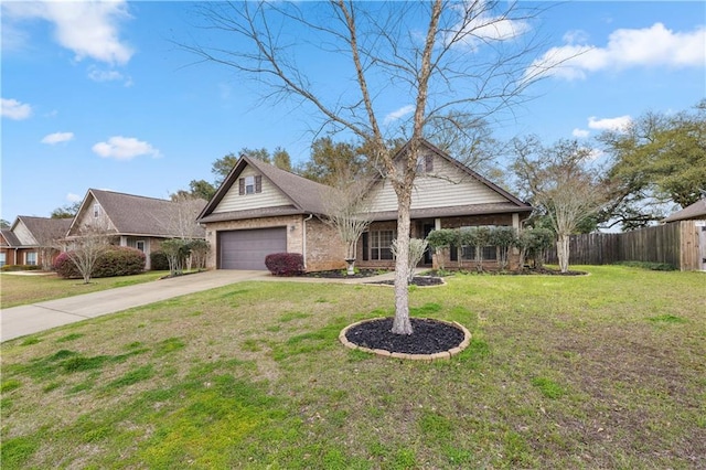 view of front of home featuring a front lawn and a garage