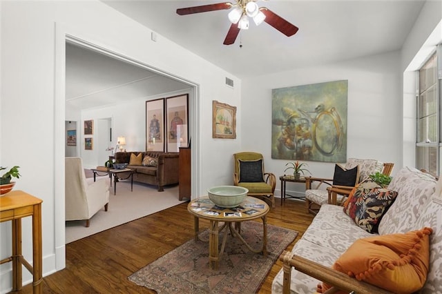 65 Byrnes Blvd, Mobile, AL 36608 - living area with wood finished floors and ceiling fan