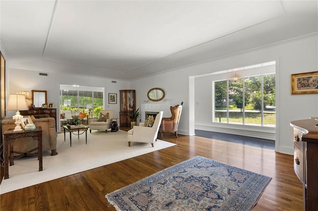 65 Byrnes Blvd, Mobile, AL 36608 - living area featuring wood finished floors, a fireplace, and baseboards