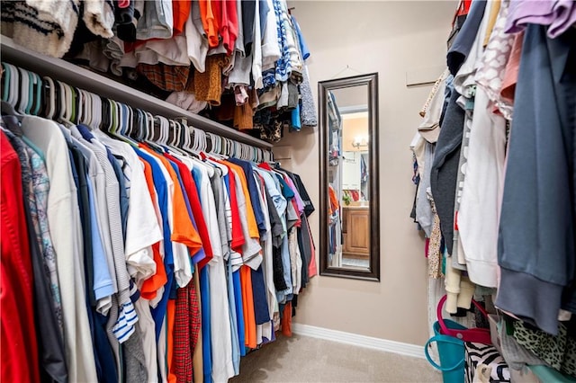 spacious closet with carpet flooring