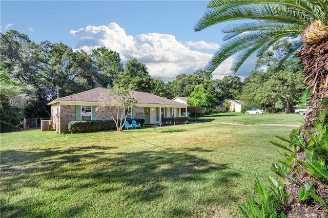 view of yard featuring central AC