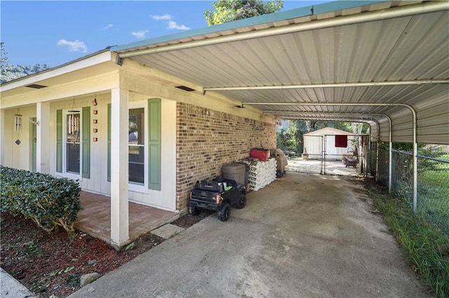 view of parking / parking lot with a carport