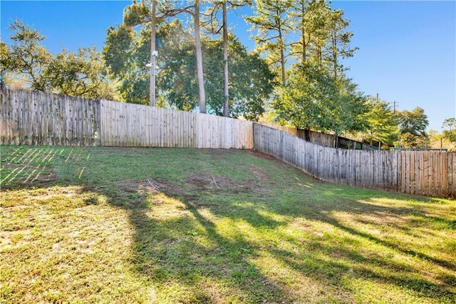 view of yard with a fenced backyard