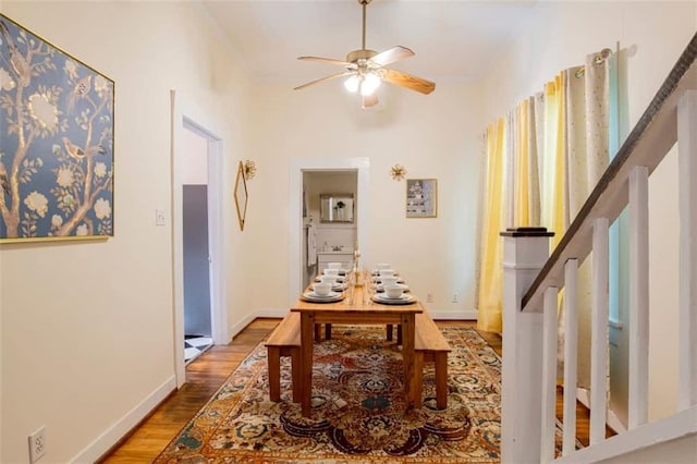 interior space with light hardwood / wood-style flooring and ceiling fan