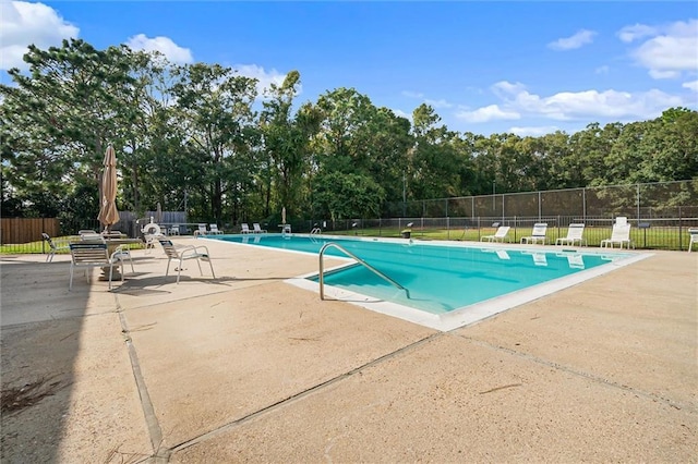 view of pool featuring a patio area