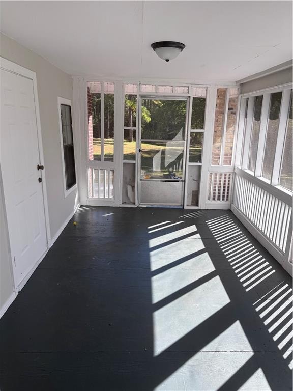 view of unfurnished sunroom