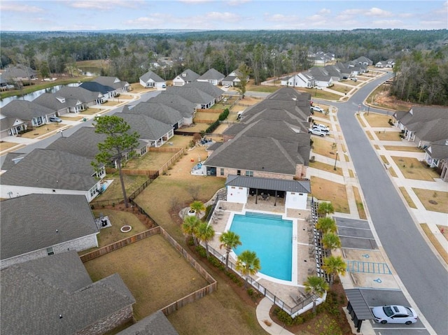 drone / aerial view with a residential view