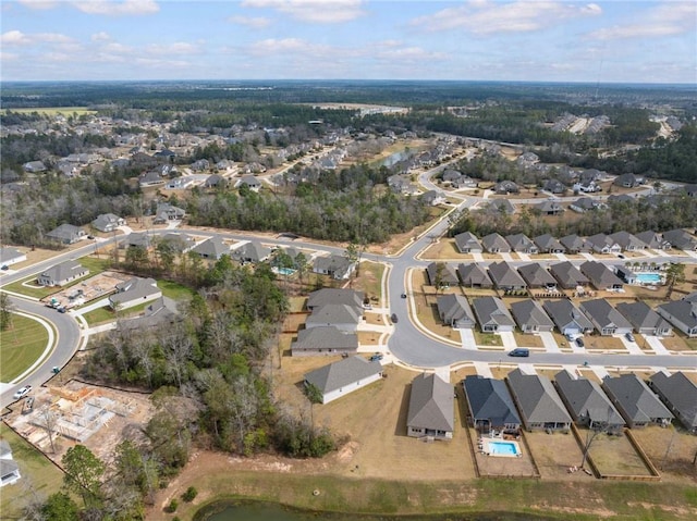 birds eye view of property with a residential view