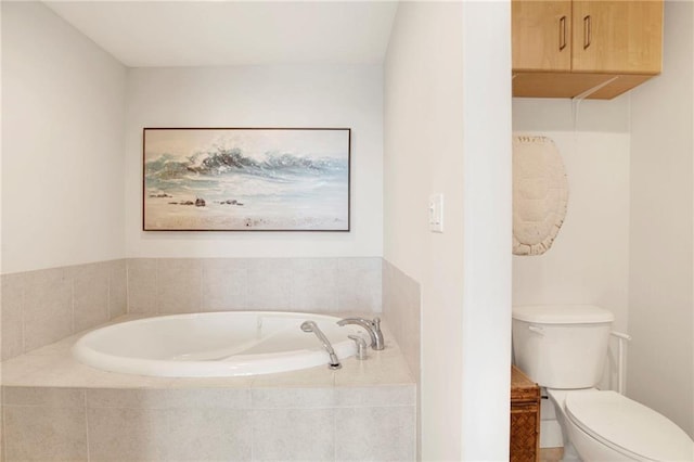 full bathroom with a bath and toilet