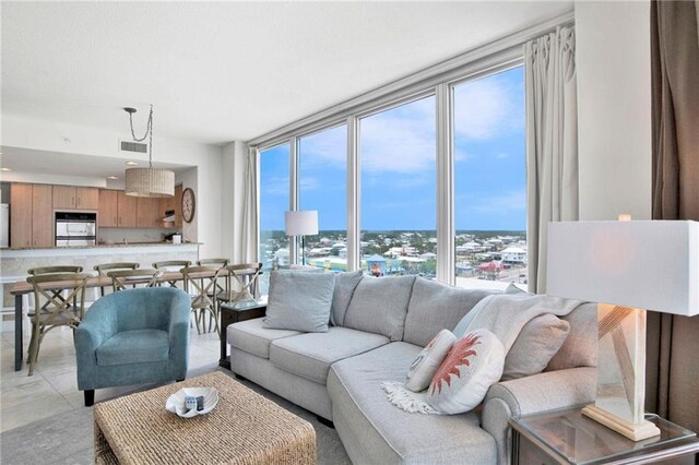 living area featuring expansive windows