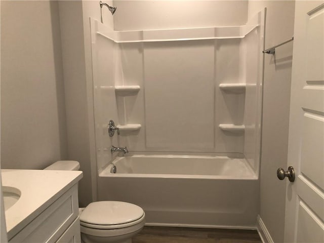 7323 Hawkins Mnr N, Mobile, AL 36695 - bathroom featuring toilet, shower / bathtub combination, wood finished floors, and vanity