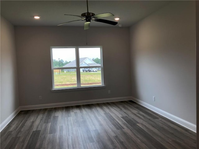 7323 Hawkins Mnr N, Mobile, AL 36695 - unfurnished room with dark wood-style floors, ceiling fan, baseboards, and recessed lighting