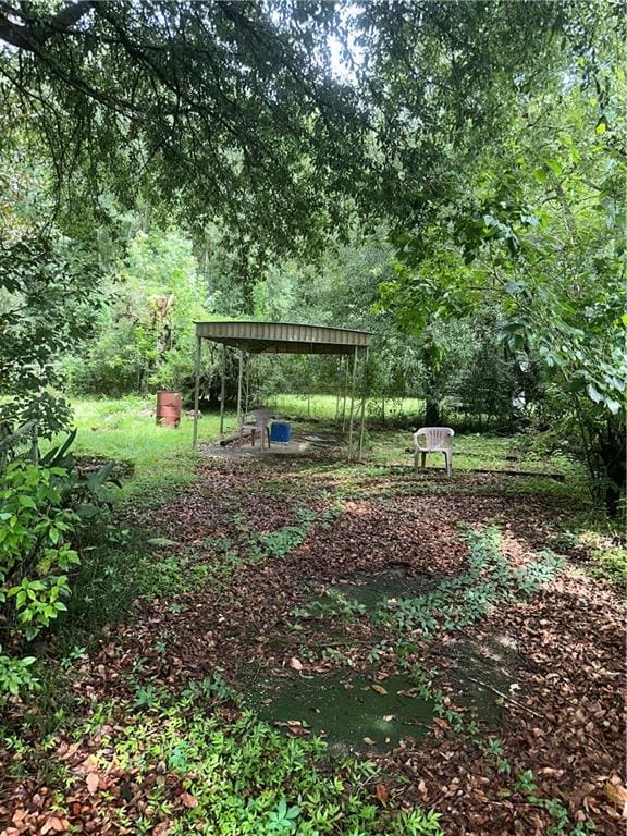 view of yard with a carport