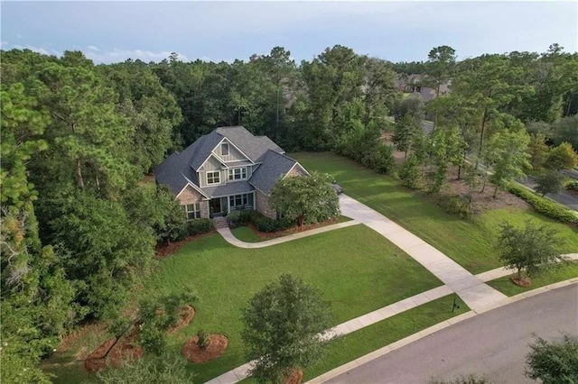 aerial view with a forest view