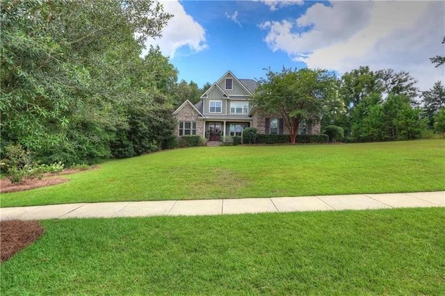 view of front of property with a front lawn